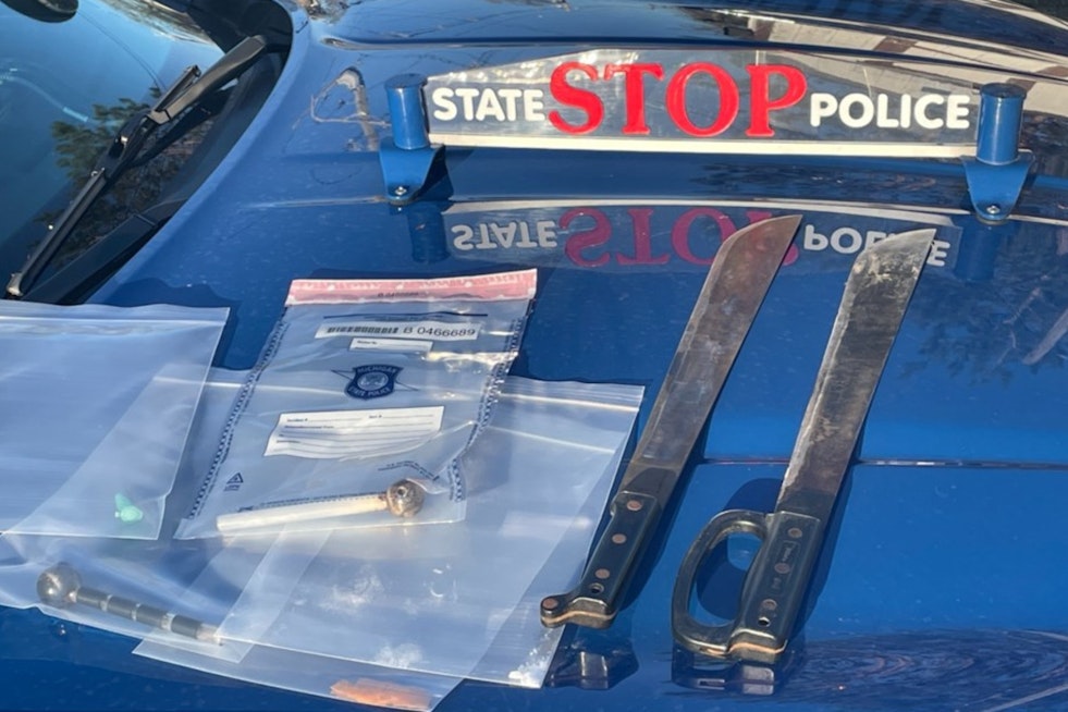 Michigan State Police Seize Meth, Fentanyl, and Machetes in Traverse City Traffic Stop, 2 Men Arrested
