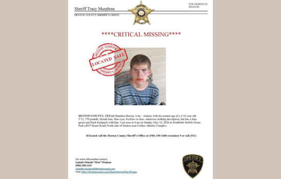 Missing Young Man Found Safe in Denton, Authorities Give No Details on Disappearance
