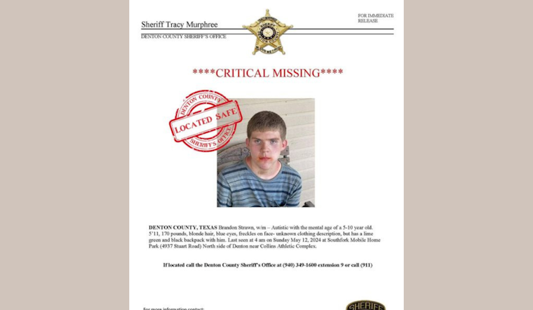 Missing Young Man Found Safe in Denton, Authorities Give No Details on Disappearance