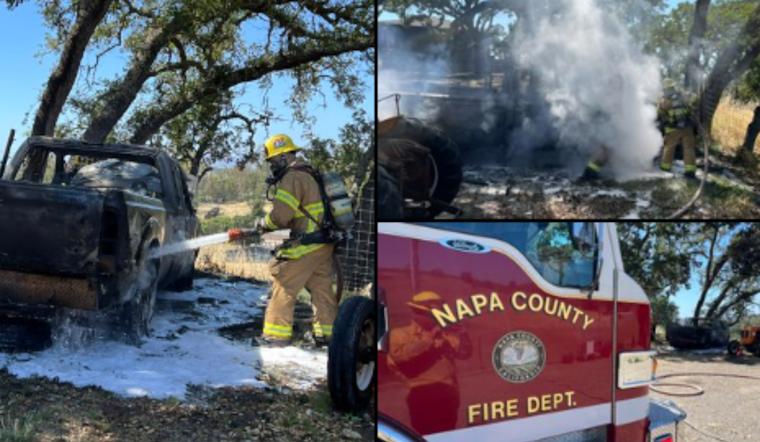 Napa County Firefighters Swiftly Extinguish Truck Fire, Avert Wildfire Risk