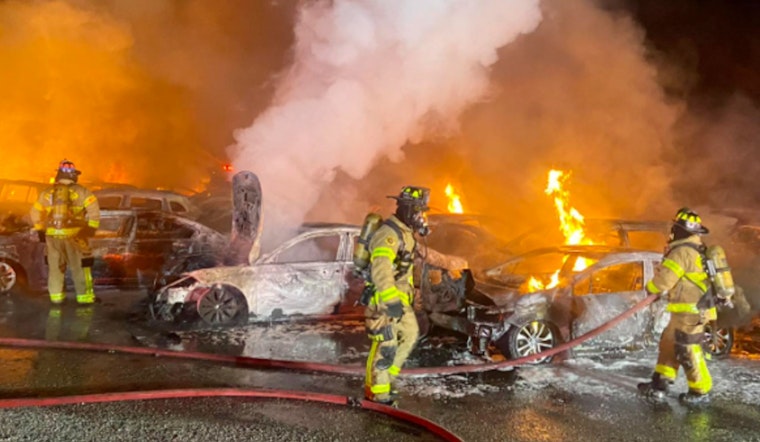 Over 30 Vehicles Engulfed in Flames at Insurance Auto Auctions Lot in Jupiter, Prompting Investigation
