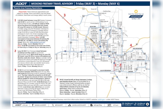 Phoenix Area Freeway Closures and Restrictions This Weekend Due to Improvement Projects