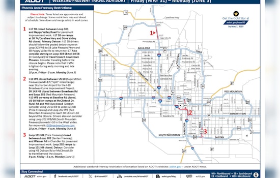 Phoenix-Area Freeway Closures, I-17, I-10, Loop 101 Hit by Weekend Construction Delays