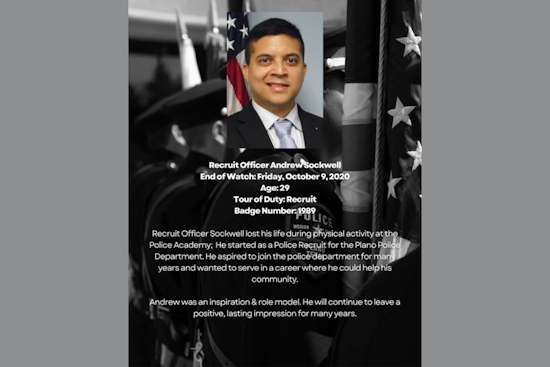 Plano Police Department Honors Recruit Who Tragically Passed During Training Exercise