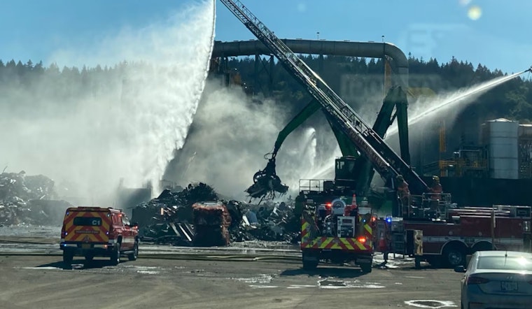 Portland Firefighters Quell Industrial Debris Blaze at Schnitzer Steel in North Portland