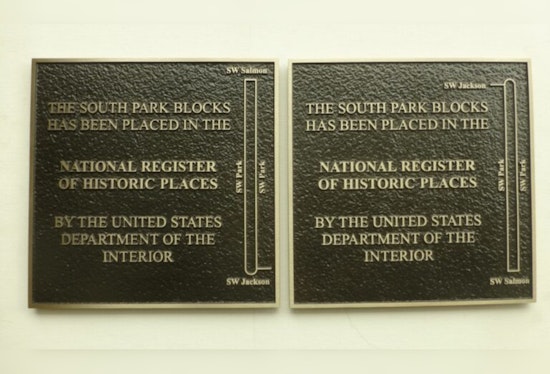 Portland-South Park Blocks Celebrate Historic Status with New Bronze Plaques