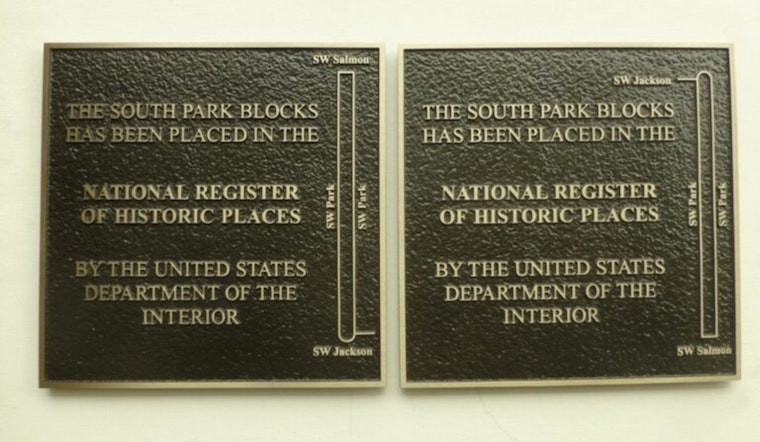 Portland-South Park Blocks Celebrate Historic Status with New Bronze Plaques