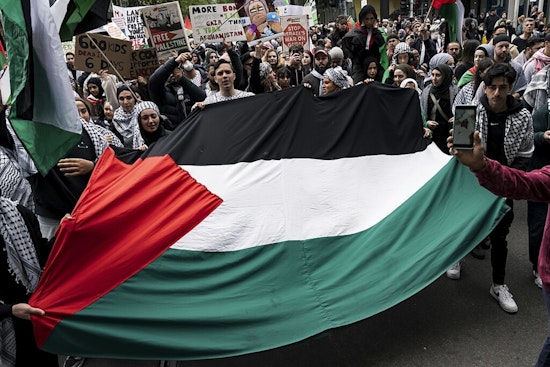 Pro-Palestinian Protesters Temporarily Block 101 Freeway Traffic in Los Angeles