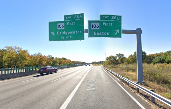 Route 24 Southbound Closed in West Bridgewater After Tractor-Trailer Strikes Highway Sign