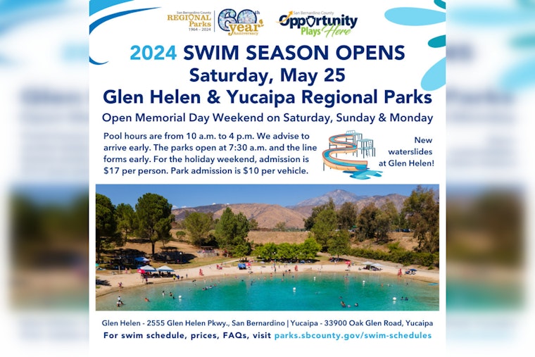 San Bernardino County Kicks Off Swim Season With New Waterslides at Glen Helen and Yucaipa Parks