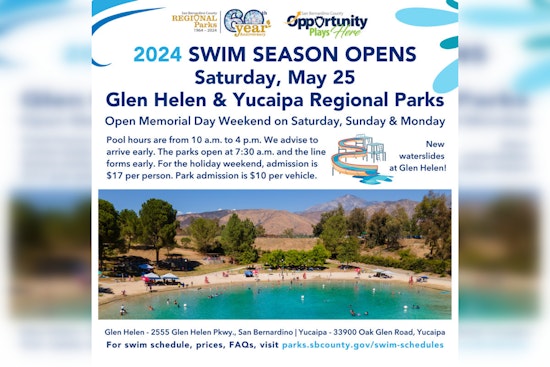 San Bernardino County Kicks Off Swim Season With New Waterslides at Glen Helen and Yucaipa Parks