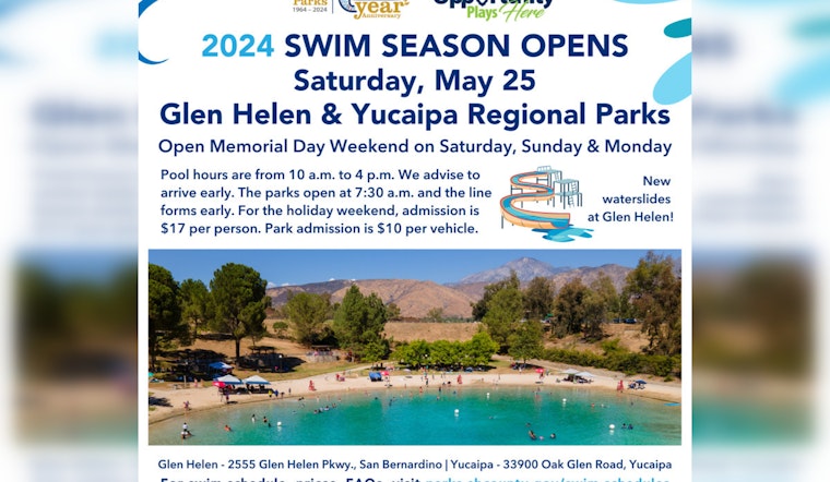 San Bernardino County Kicks Off Swim Season With New Waterslides at Glen Helen and Yucaipa Parks