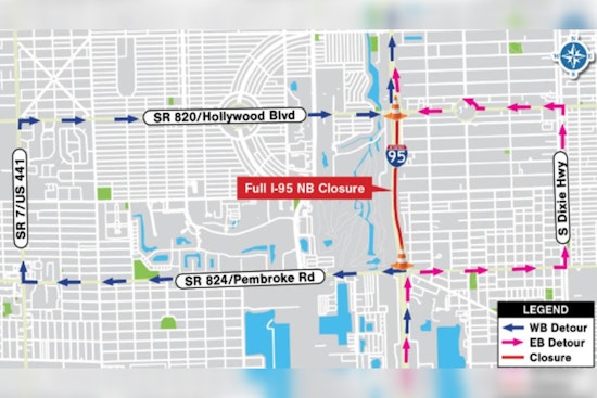 Travel Advisory, I-95 Northbound Lane Closures in Hollywood Set for Overnight Hours May 19-22