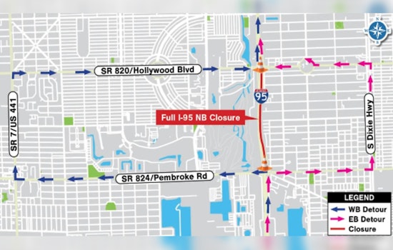 Travel Advisory, I-95 Northbound Lane Closures in Hollywood Set for Overnight Hours May 19-22
