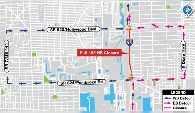 Travel Advisory, I-95 Northbound Lane Closures in Hollywood Set for Overnight Hours May 19-22