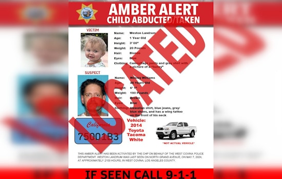 UPDATE: Missing 1-Year-Old Found Safe in West Covina, Father Arrested Following Amber Alert