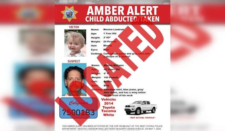 UPDATE: Missing 1-Year-Old Found Safe in West Covina, Father Arrested Following Amber Alert