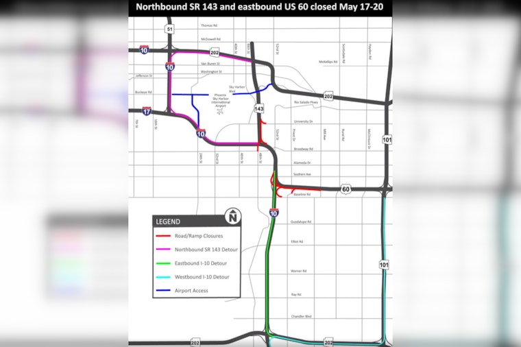 Weekend Traffic Alert: Major Closures on Arizona's SR 143 and US 60 for Roadwork