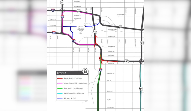 Weekend Traffic Alert: Major Closures on Arizona's SR 143 and US 60 for Roadwork