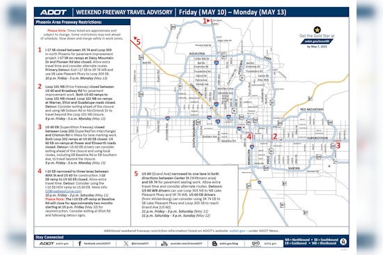 Weekend Traffic Alert: Major Freeway Closures and Detours in Phoenix Area Starting May 10