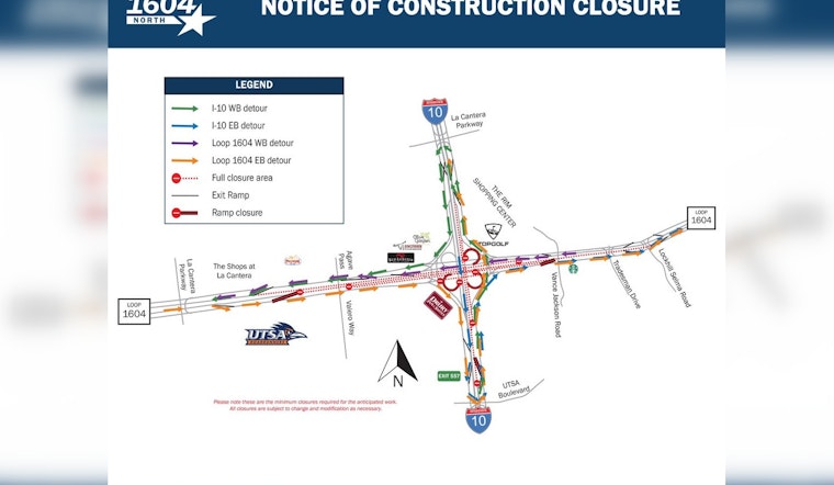 Weekend Traffic Alert: Major Highway Closures at San Antonio's Loop 1604 and I-10 Interchange