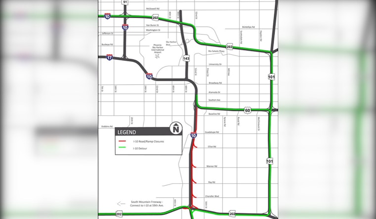 Westbound I-10 Shut Down in Phoenix for Paving, Bridge Work May 3-6