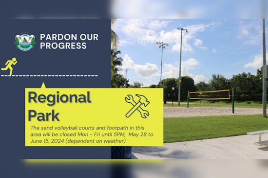 Weston Regional Park Sand Courts to Close During Day for Emergency Road Construction