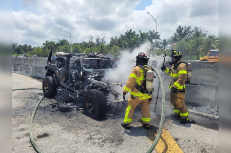 Woman Escapes Fiery Jeep on I-95 in West Palm Beach in a Dramatic Evasion of Disaster