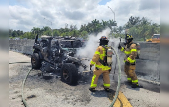 Woman Escapes Fiery Jeep on I-95 in West Palm Beach in a Dramatic Evasion of Disaster