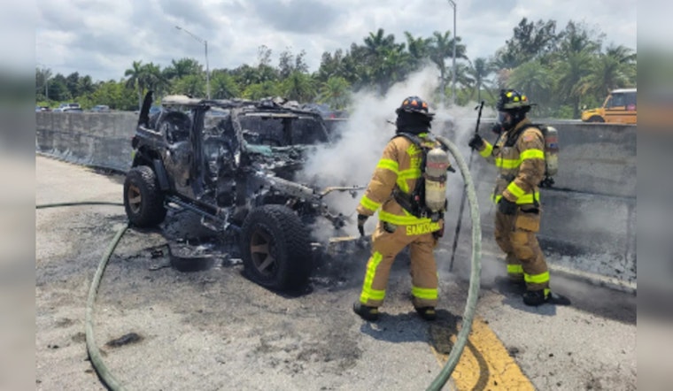 Woman Escapes Fiery Jeep on I-95 in West Palm Beach in a Dramatic Evasion of Disaster