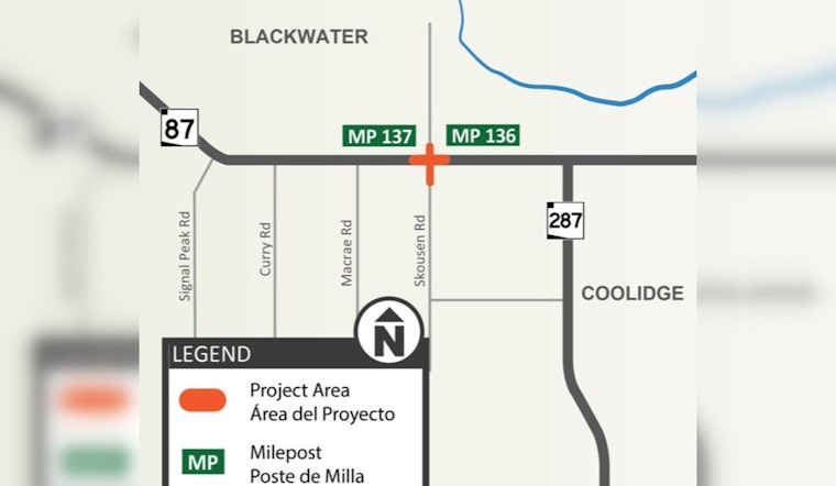 ADOT Announces Major Safety and Traffic Flow Enhancements for SR 87 and Skousen Road Intersection Near Coolidge