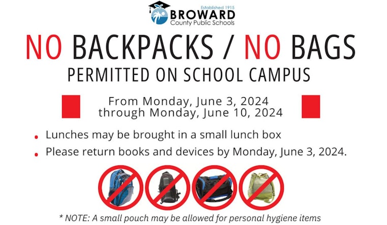 Broward County Public Schools Enforce Backpack Ban in Final Week to