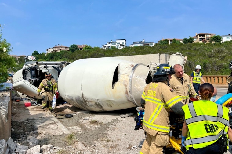 Cement Truck Rollover Injures One, Disrupts Traffic Near Lakeway