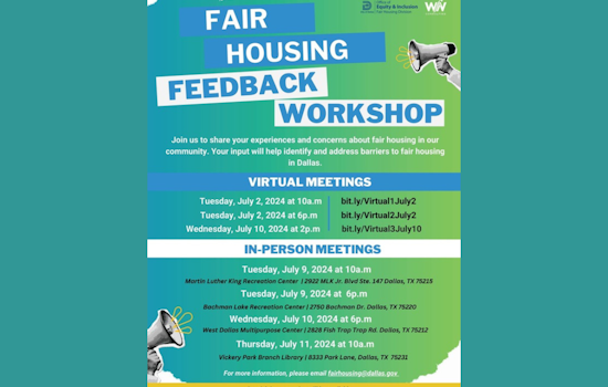 Dallas Residents Invited to Voice Housing Concerns at City-Hosted Fair Housing Workshops