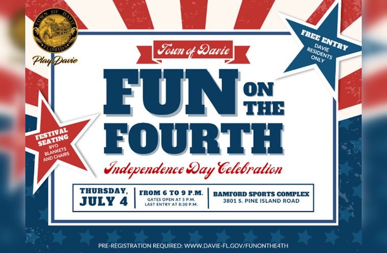 Davie's "Fun on the 4th" Independence Day Extravaganza Promises Live Music and Fireworks for Local Residents at Pine Island Park