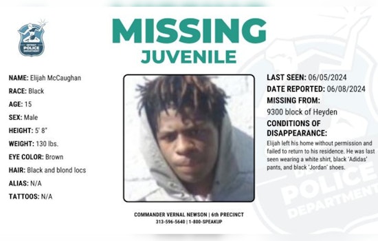 Detroit Police Search for Missing 15-Year-Old Elijah McCaughan from City's West Side