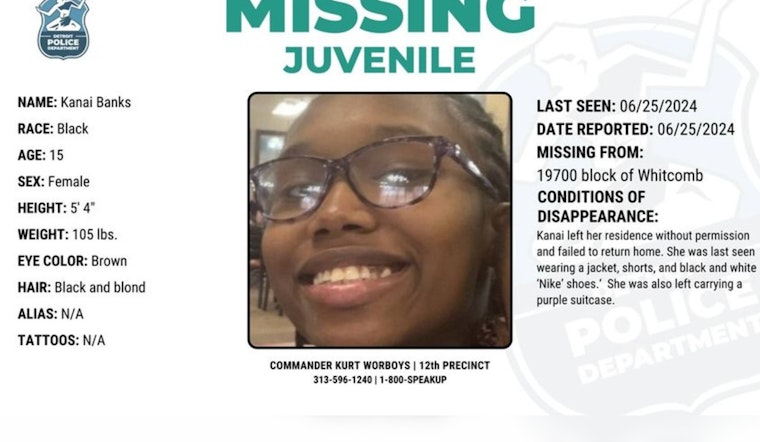 Detroit Police Seek Help to Find Missing 15-Year-Old Girl Last Seen with Purple Suitcase