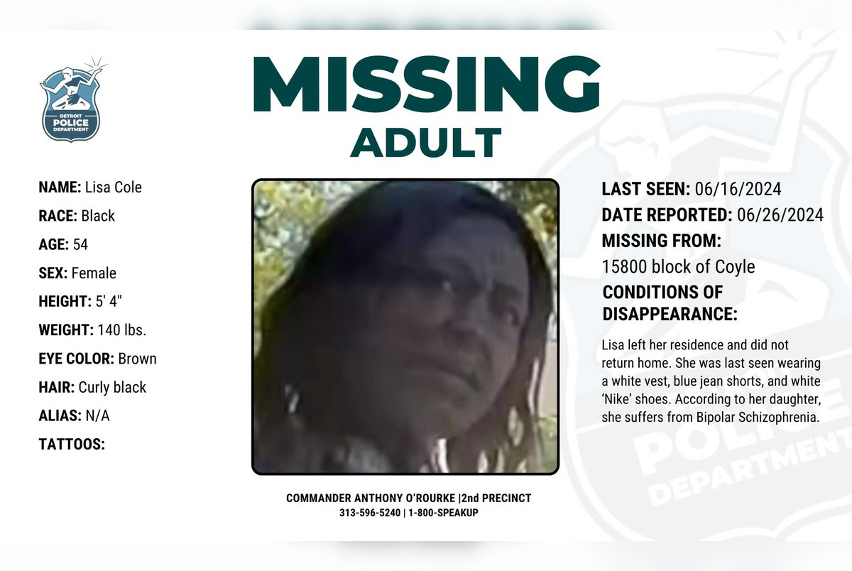 Detroit Police Seek Public's Help in Locating Missing 54-Year-Old