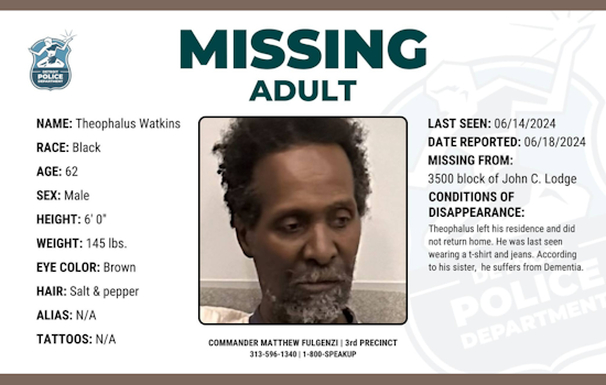 Detroit Police Seek Public's Help in Locating Missing 62-Year-Old with Dementia