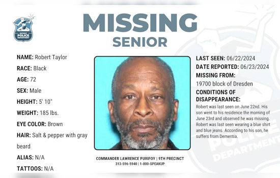 Detroit Police Seek Public's Help in Search for Missing Elderly Man with Dementia