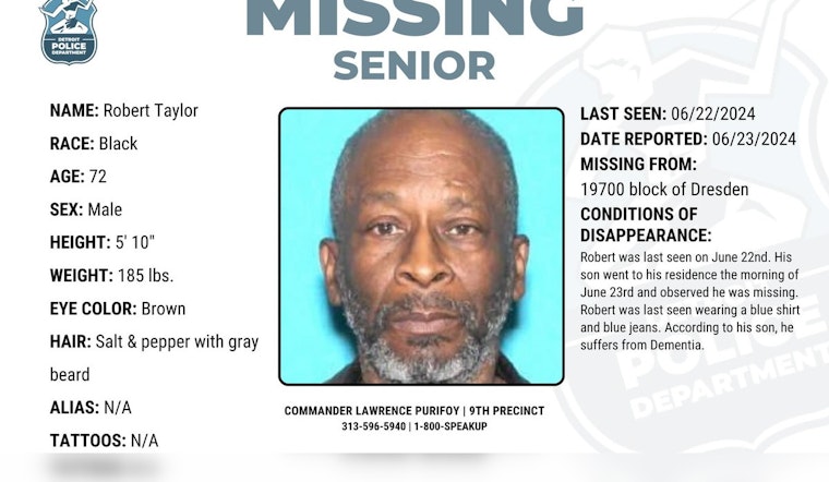 Detroit Police Seek Public's Help in Search for Missing Elderly Man with Dementia