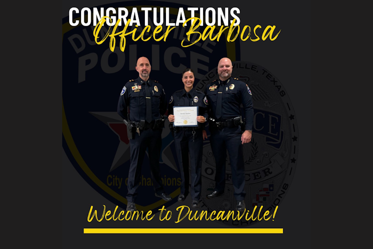Duncanville Welcomes New Graduate Officer Barbosa to its Police Department Amid Recruitment Drive