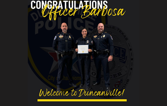 Duncanville Welcomes New Graduate Officer Barbosa to its Police Department Amid Recruitment Drive