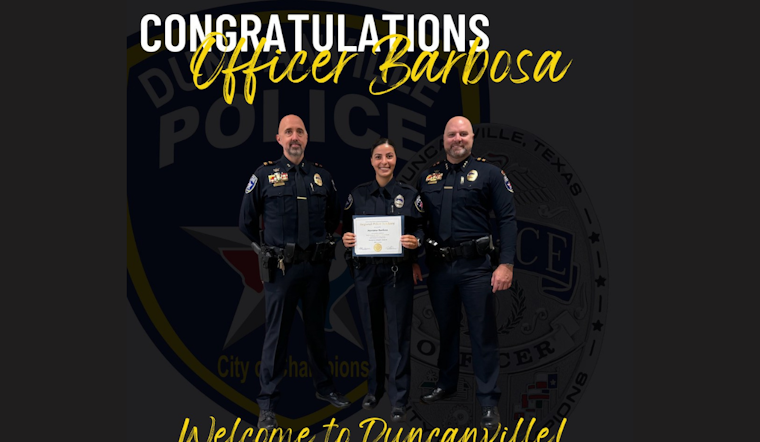 Duncanville Welcomes New Graduate Officer Barbosa to its Police Department Amid Recruitment Drive