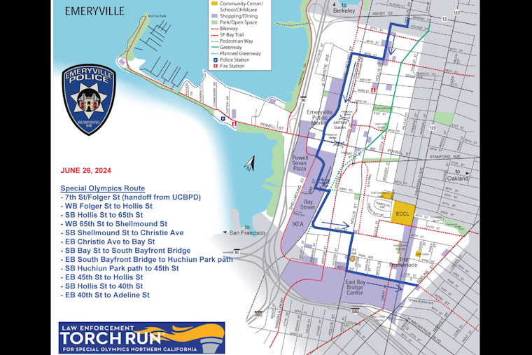 Emeryville to Celebrate Special Olympics Torch Run, Traffic Delays Expected on June 26