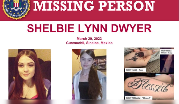 FBI Offers $10,000 Reward for Information on Missing Des Moines Teenager Shelbie Lynn Dwyer Last Seen in Mexico