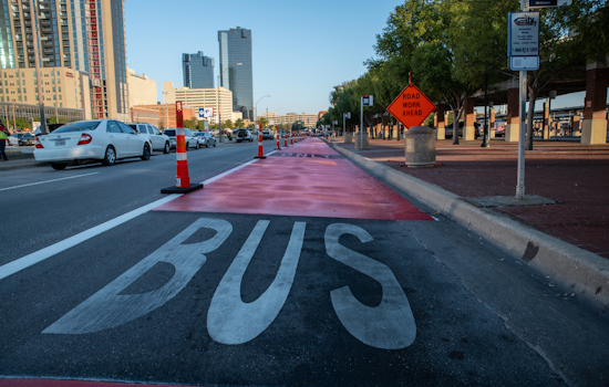 Fort Worth's Iconic Red Bus Lanes Temporarily Fade for Texas A&M Campus Construction