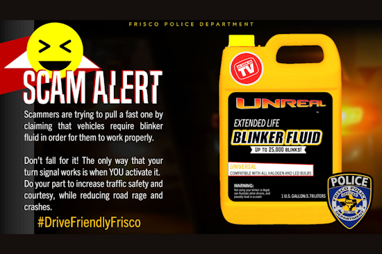 Frisco Police Alert Bay Area Drivers of "Blinker Fluid" Scam and Emphasize Road Safety