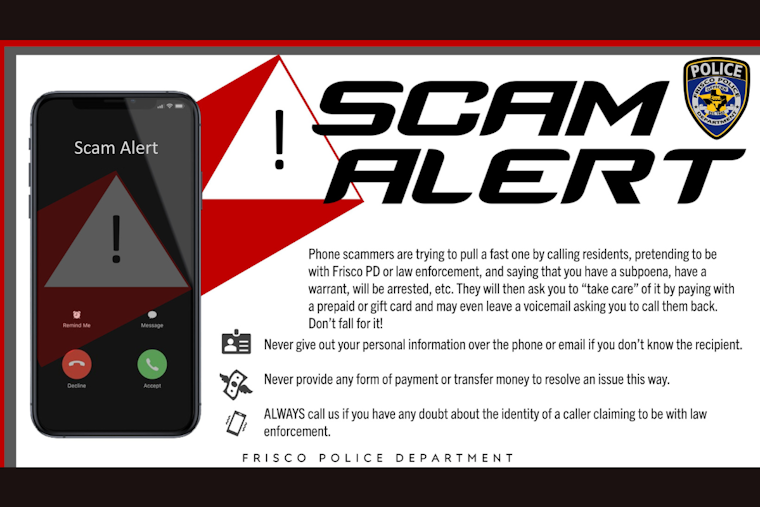 Frisco Police Warn of Scammers Impersonating Officers Demanding Payments via Gift Cards
