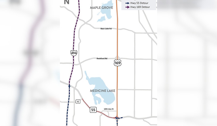 Highway 55 and 169 Closures to Affect Weekend Traffic in Plymouth